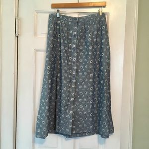 Reformation Chambray Floral Midi Skirt